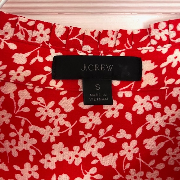 Like new! J Crew Red Floral Tiered Shirtdress | Size Small - Picture 5 of 11